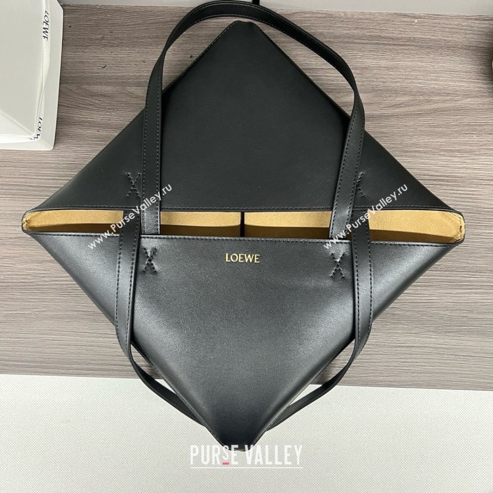 LOEWE Puzzle Fold Tote in shiny calfskin 052316 black 2024 (yongsheng-240329-22)