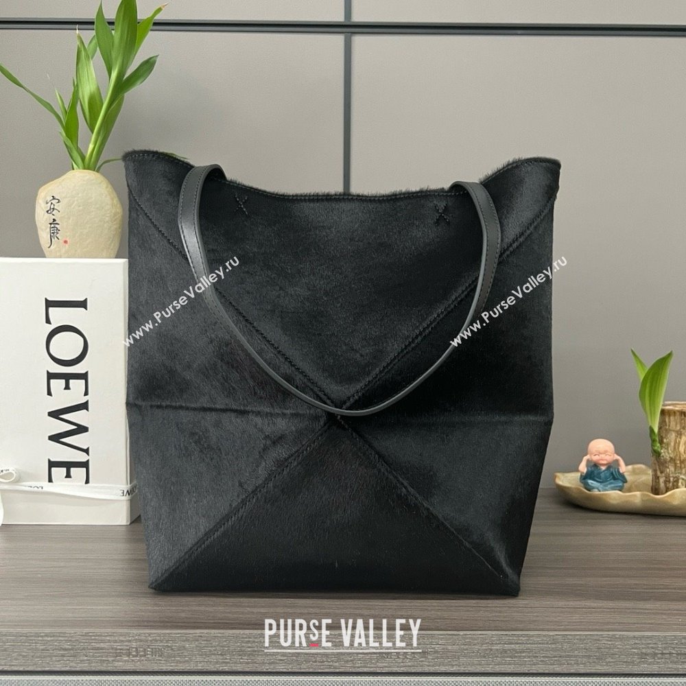 LOEWE Puzzle Fold Tote in black suede leather 052316 2024 (yongsheng-240329-24)