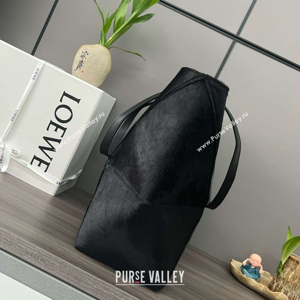 LOEWE Puzzle Fold Tote in black suede leather 052316 2024 (yongsheng-240329-24)