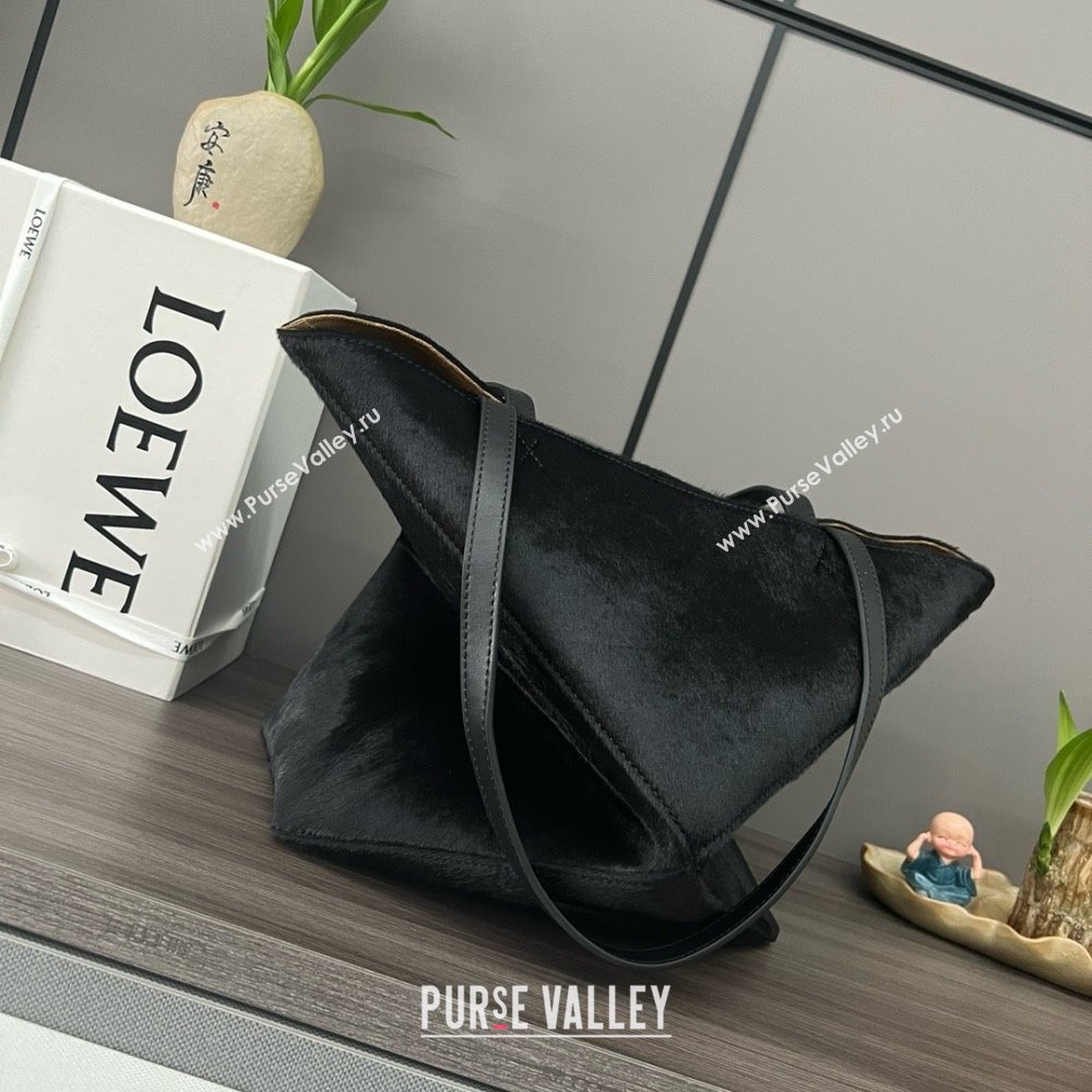 LOEWE Puzzle Fold Tote in black suede leather 052316 2024 (yongsheng-240329-24)