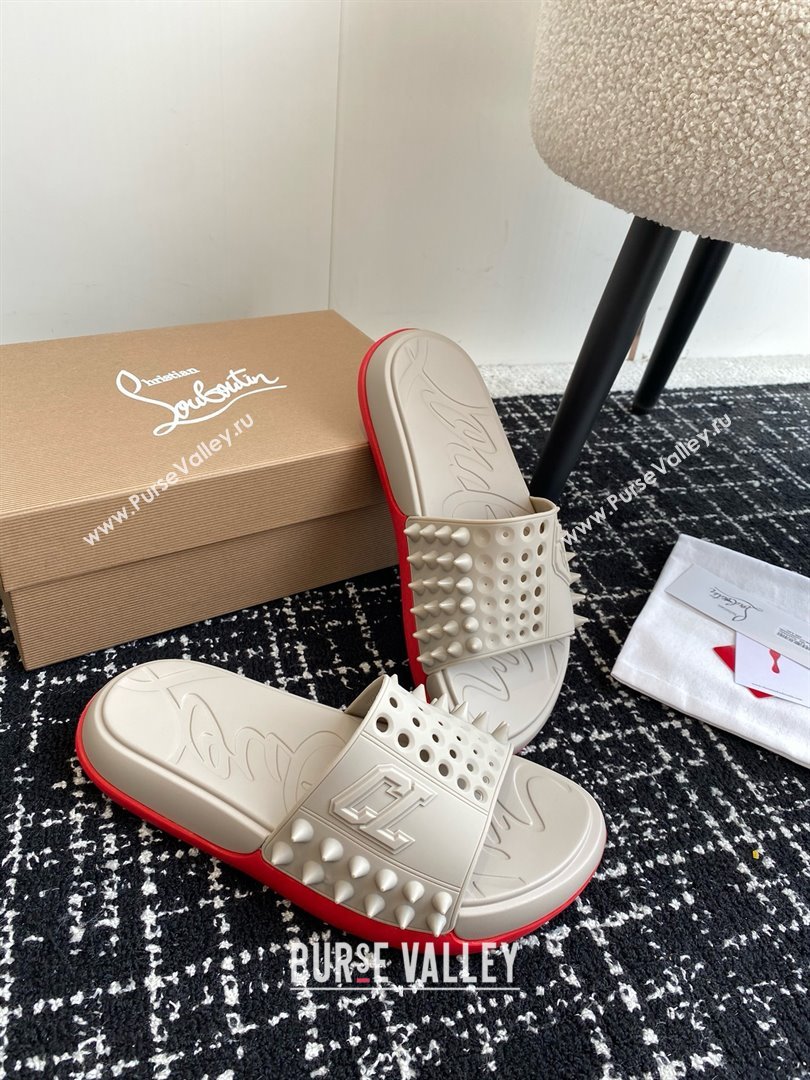 christian louboutin Take It Easy spiked slides off white 2024 (chaoliu-240425-03)