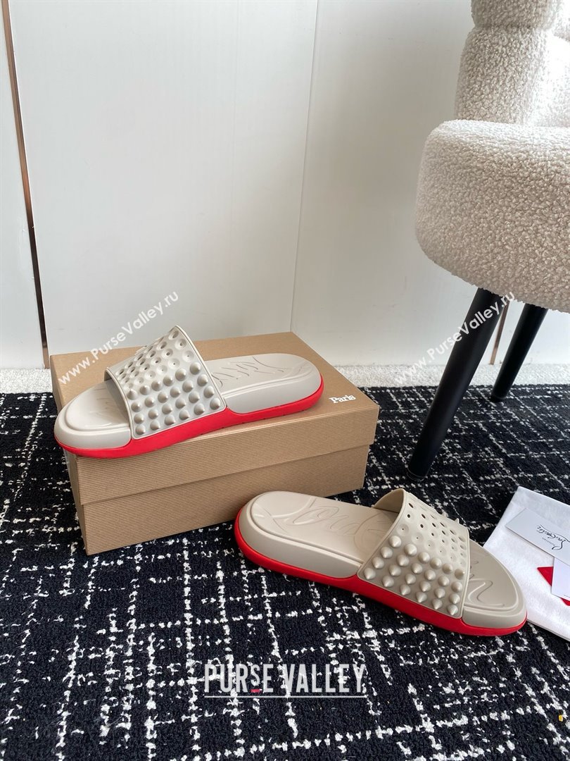 christian louboutin Take It Easy spiked slides off white 2024 (chaoliu-240425-03)