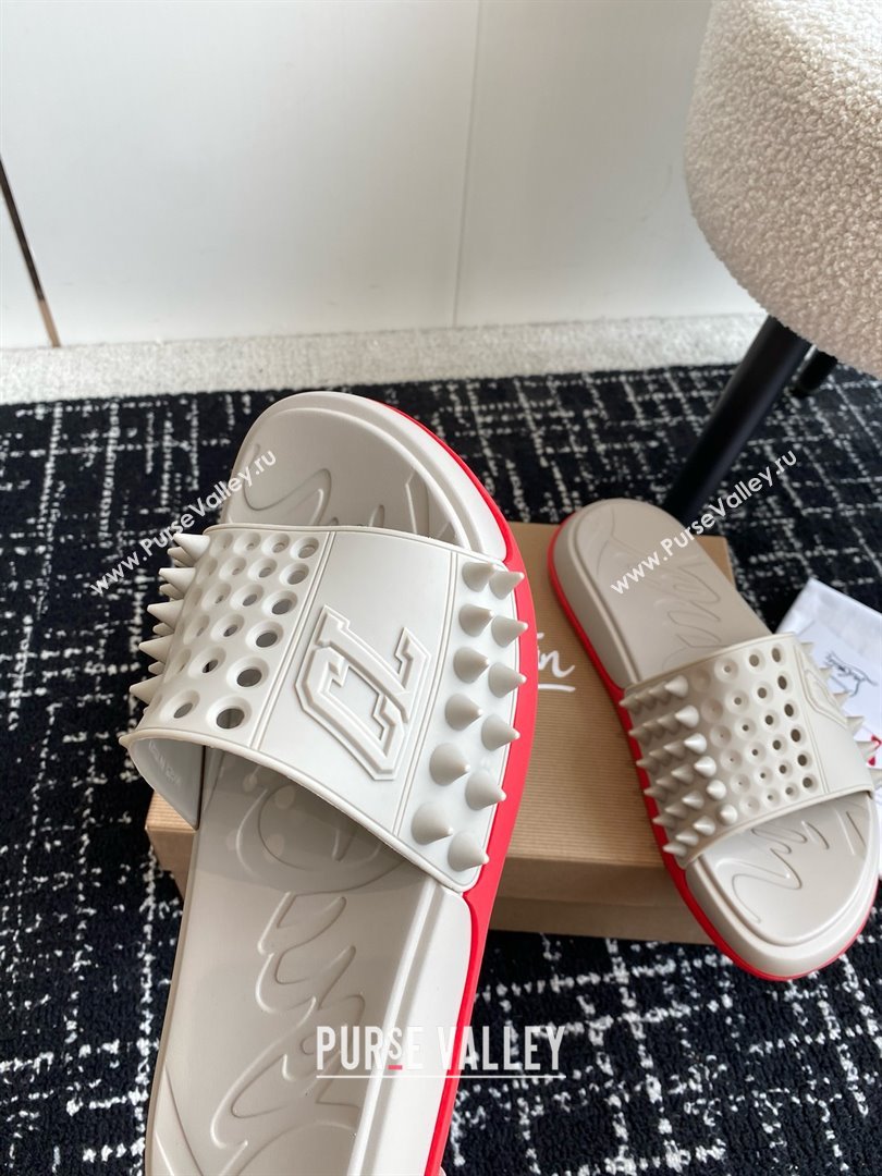 christian louboutin Take It Easy spiked slides off white 2024 (chaoliu-240425-03)