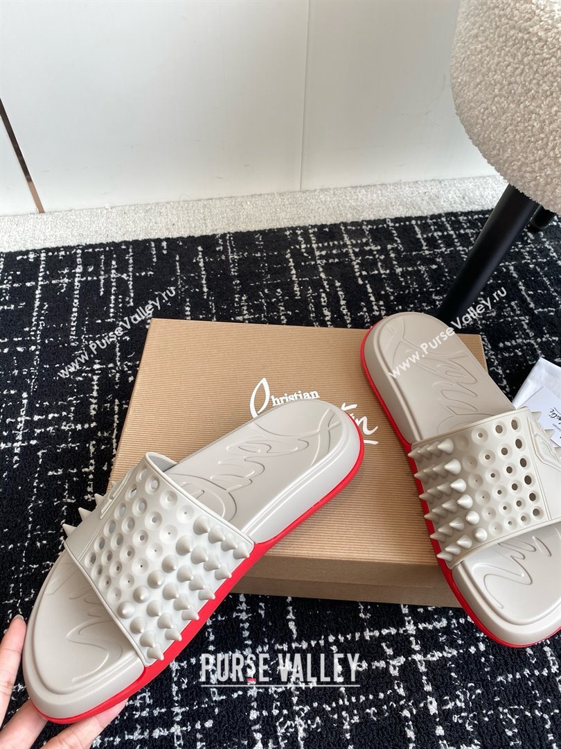 christian louboutin Take It Easy spiked slides off white 2024 (chaoliu-240425-03)