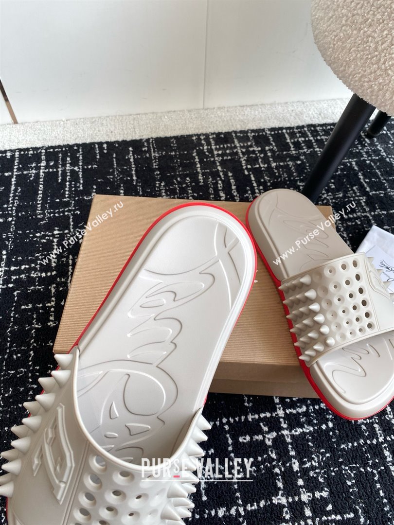 christian louboutin Take It Easy spiked slides off white 2024 (chaoliu-240425-03)