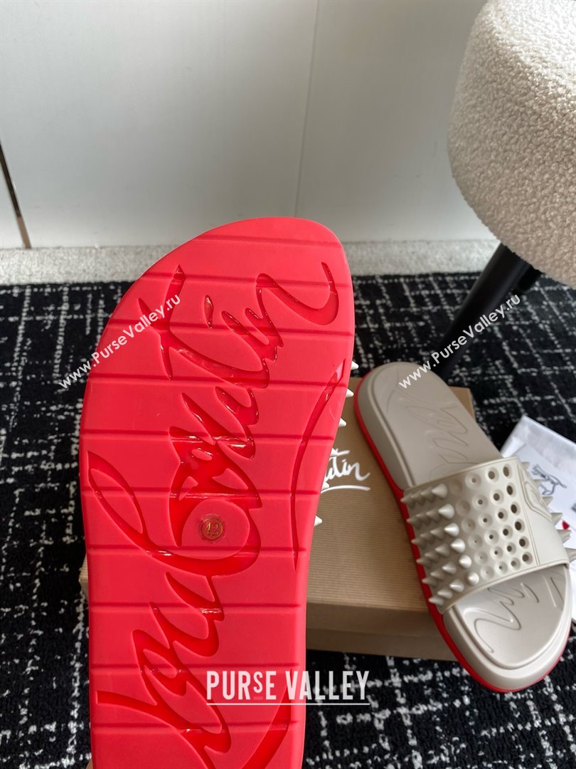 christian louboutin Take It Easy spiked slides off white 2024 (chaoliu-240425-03)