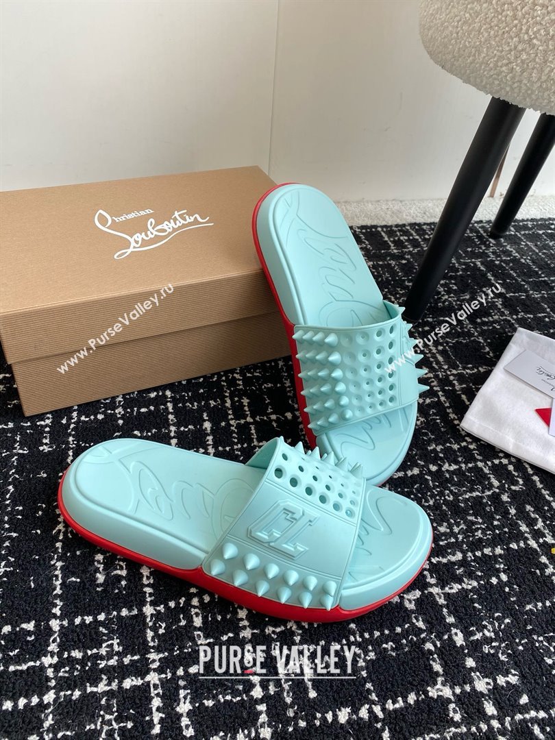 christian louboutin Take It Easy spiked slides blue 2024 (chaoliu-240425-01)