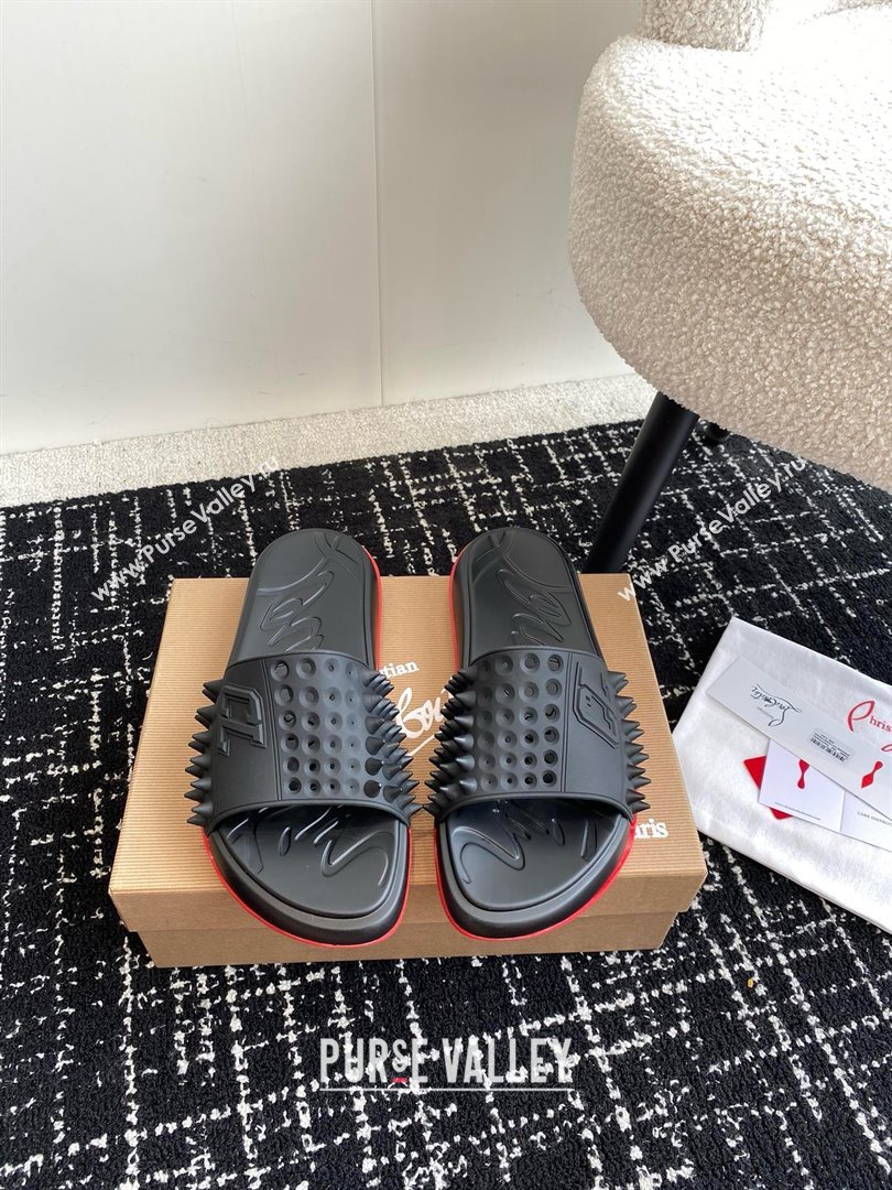 christian louboutin Take It Easy spiked slides black 2024 (chaoliu-240425-02)