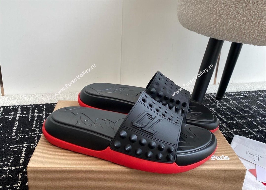 christian louboutin Take It Easy spiked slides black 2024 (chaoliu-240425-02)