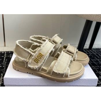 Dior Dioract Sandal in Ecru Fringed Cotton Canvas 2024 (jincheng-240425-03)