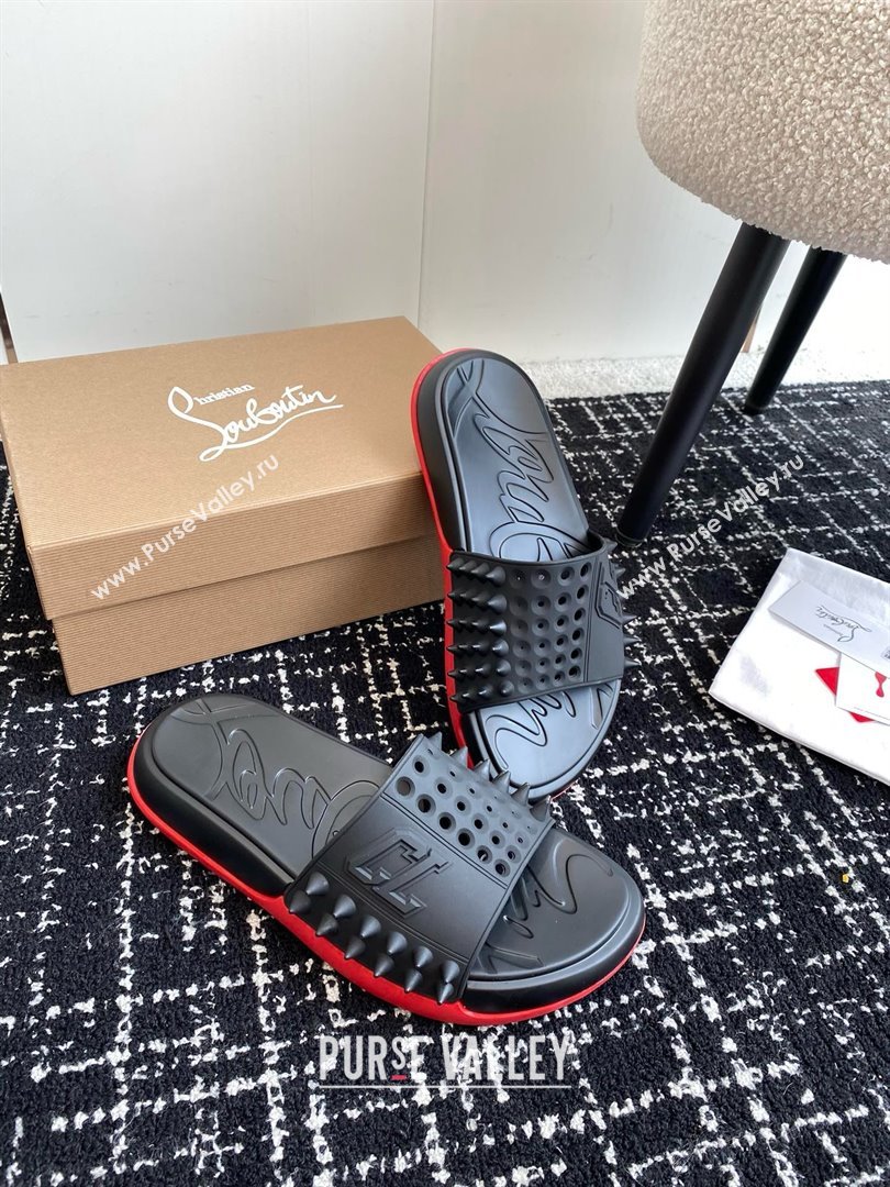 christian louboutin Take It Easy spiked slides black 2024 (chaoliu-240425-02)