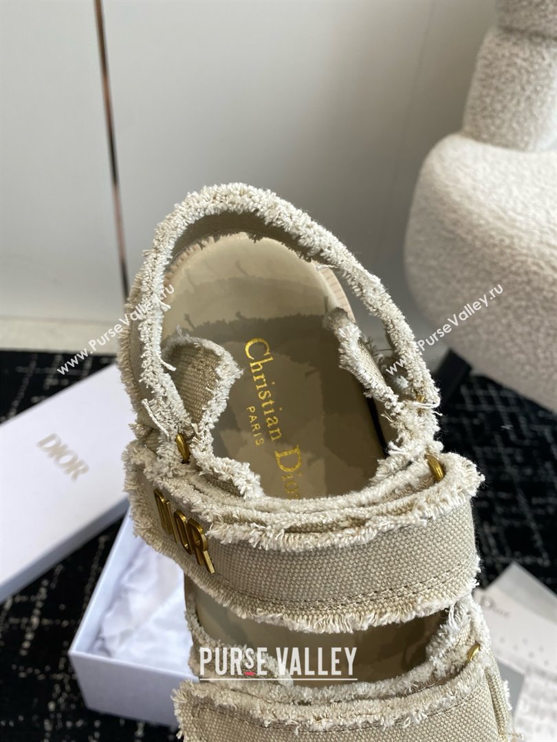 Dior Dioract Sandal in Ecru Fringed Cotton Canvas 2024 (jincheng-240425-03)