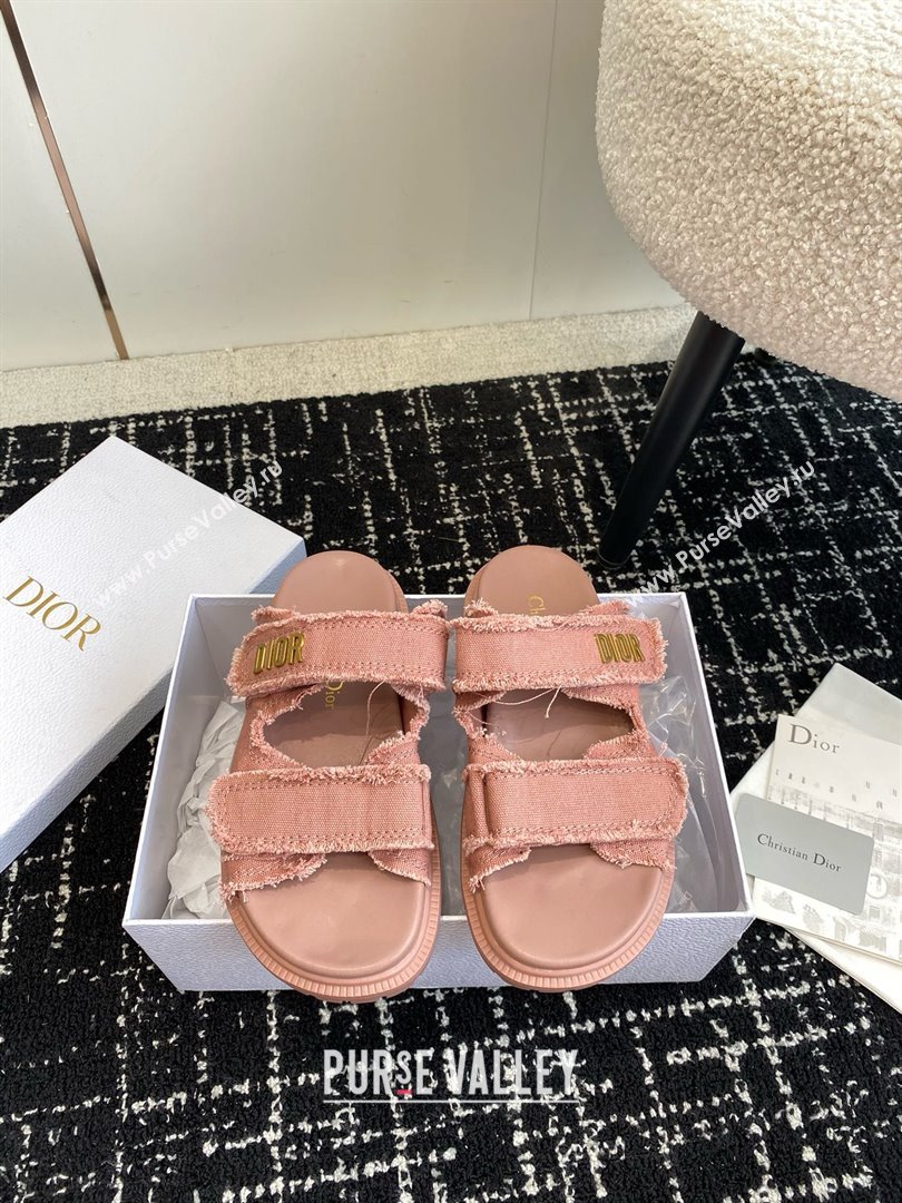 Dior Dioract Slides in pink Fringed Cotton Canvas 2024 (modeng-240425-22)