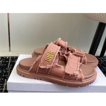 Dior Dioract Slides in pink Fringed Cotton Canvas 2024 (modeng-240425-22)