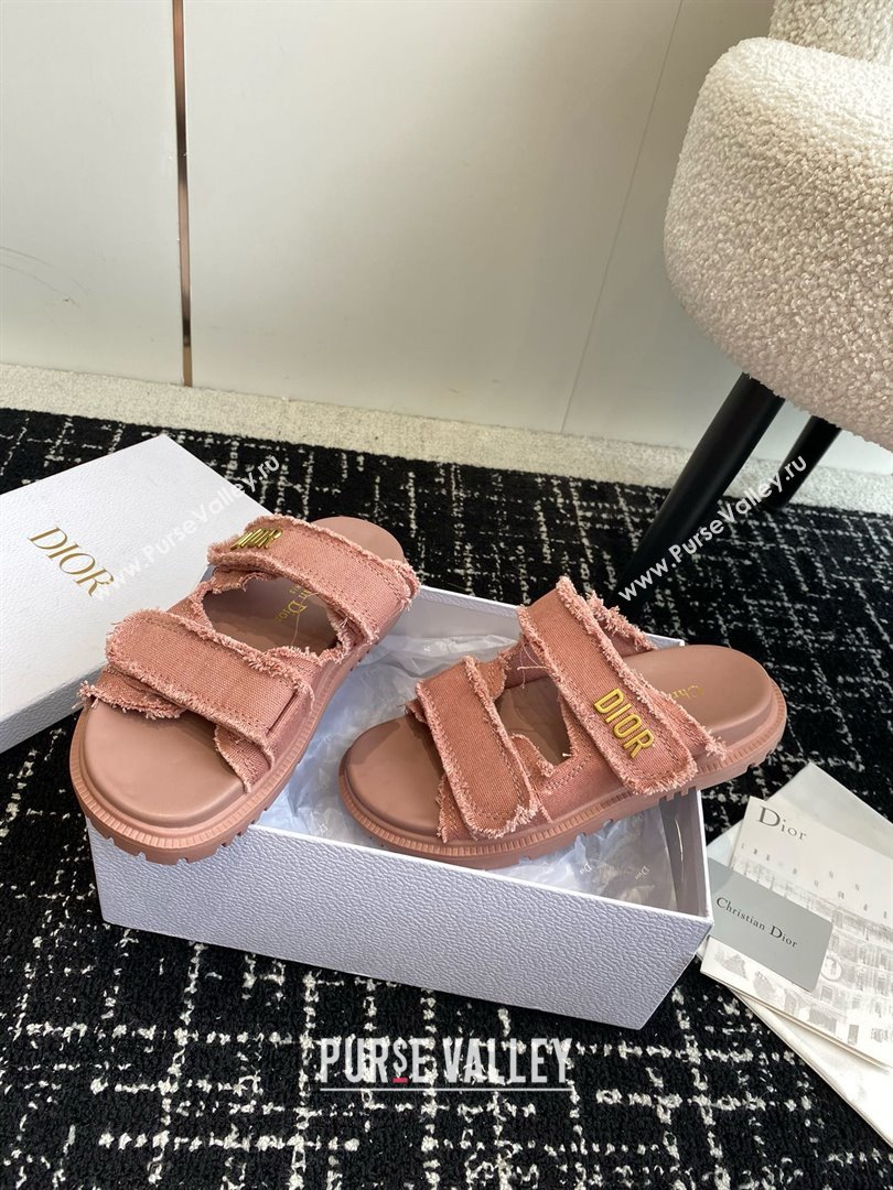 Dior Dioract Slides in pink Fringed Cotton Canvas 2024 (modeng-240425-22)