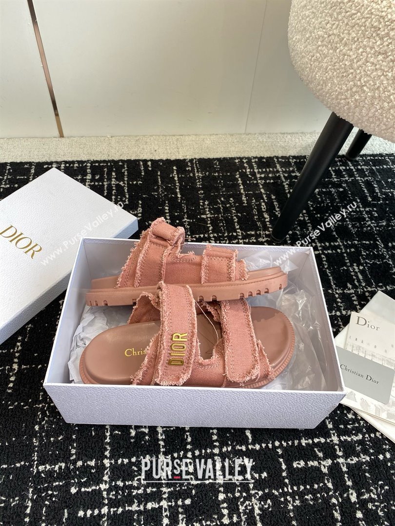 Dior Dioract Slides in pink Fringed Cotton Canvas 2024 (modeng-240425-22)