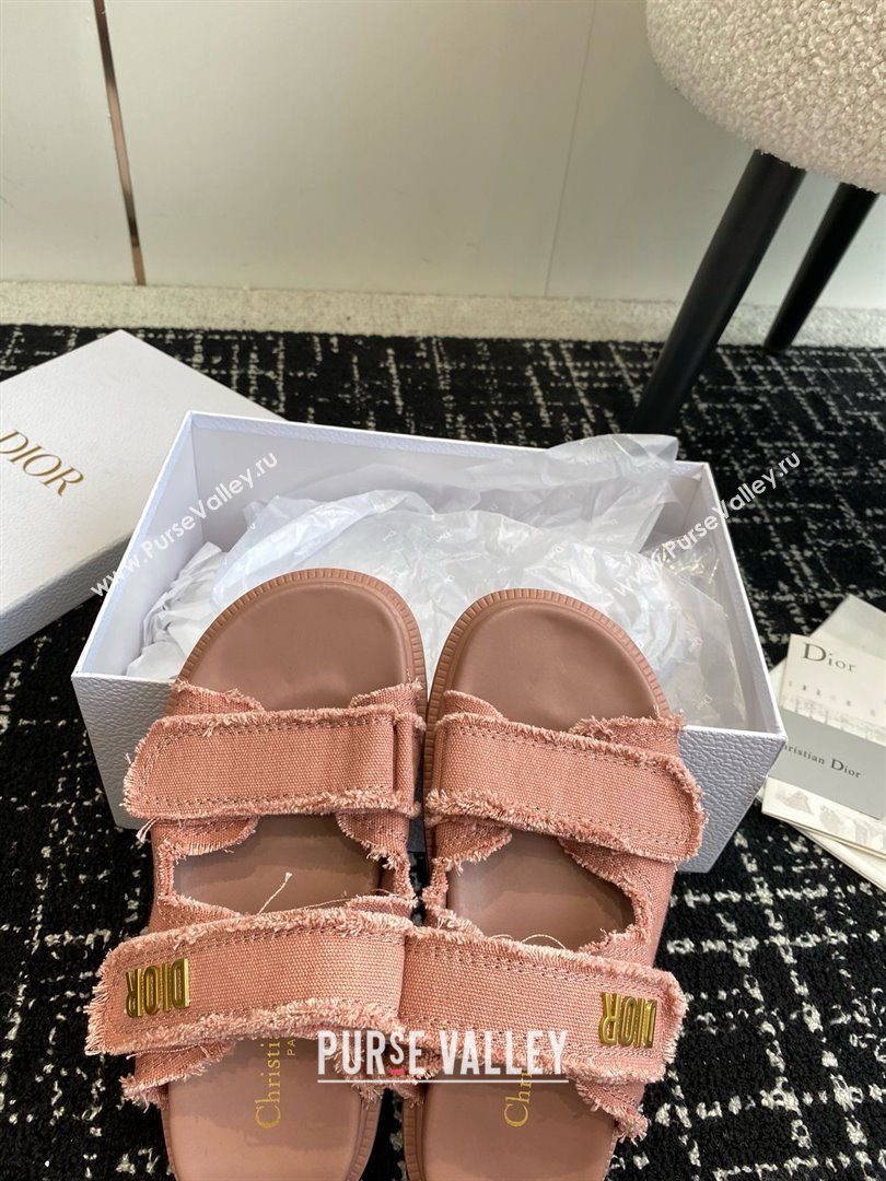 Dior Dioract Slides in pink Fringed Cotton Canvas 2024 (modeng-240425-22)