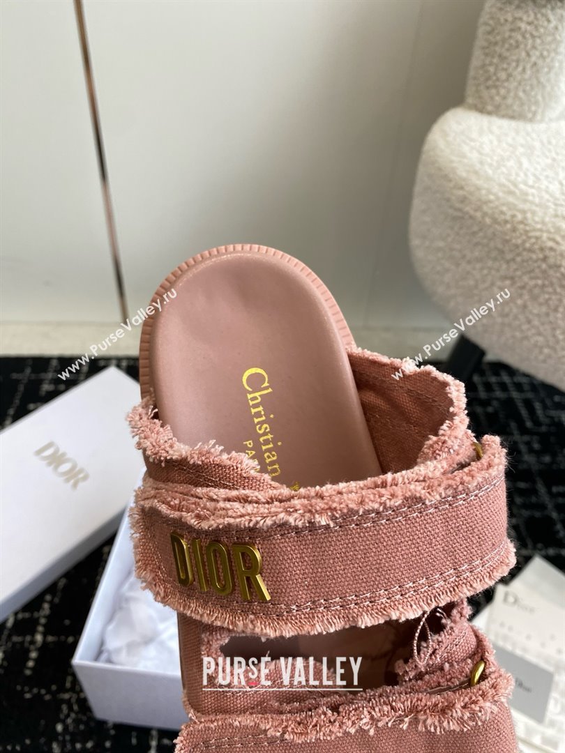 Dior Dioract Slides in pink Fringed Cotton Canvas 2024 (modeng-240425-22)