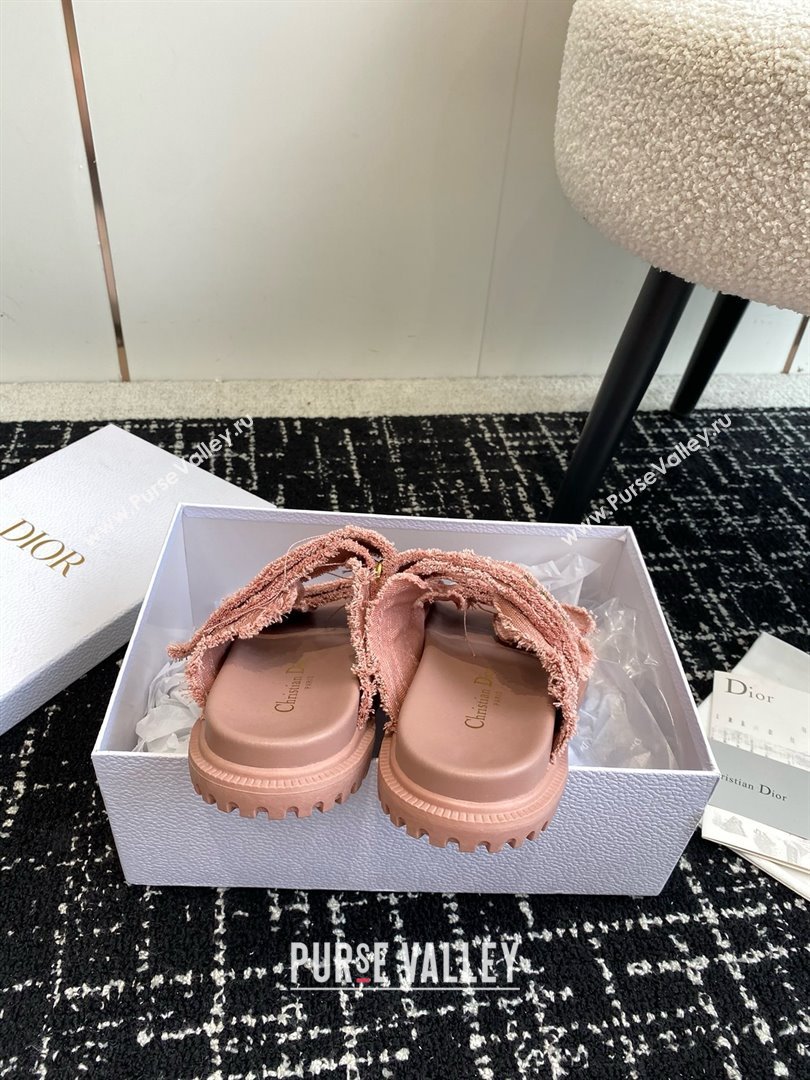 Dior Dioract Slides in pink Fringed Cotton Canvas 2024 (modeng-240425-22)