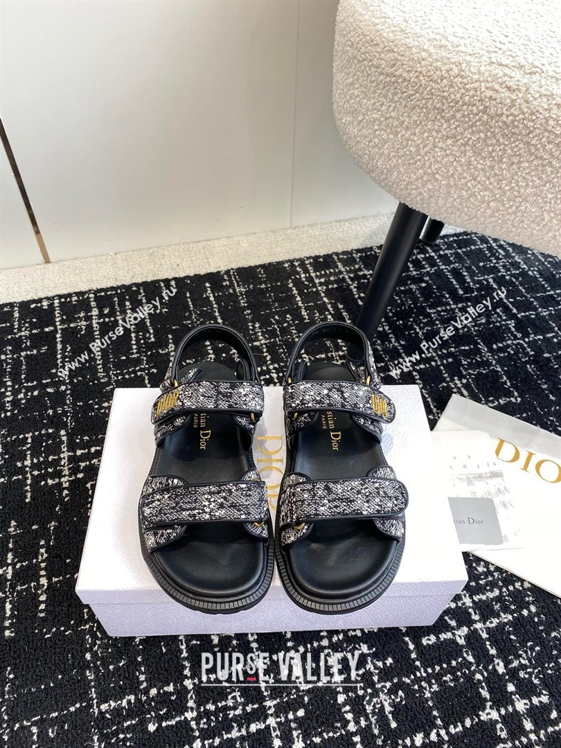Dior Dioract Sandal in Black and White Houndstooth Tweed 2024 (jincheng-240425-02)