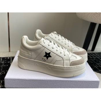 Dior White Calfskin and Suede Star Platform Sneaker 2024 (kaola-240425-01)