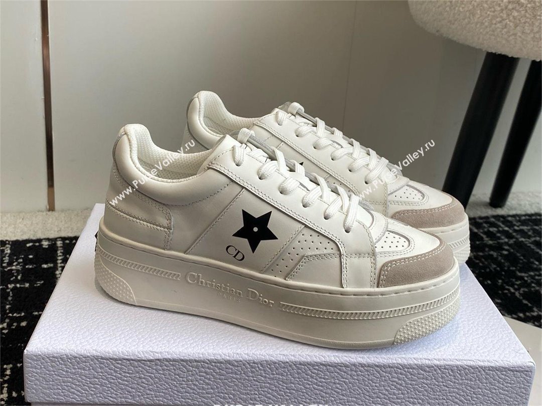 Dior White Calfskin and Suede Star Platform Sneaker 2024 (kaola-240425-01)