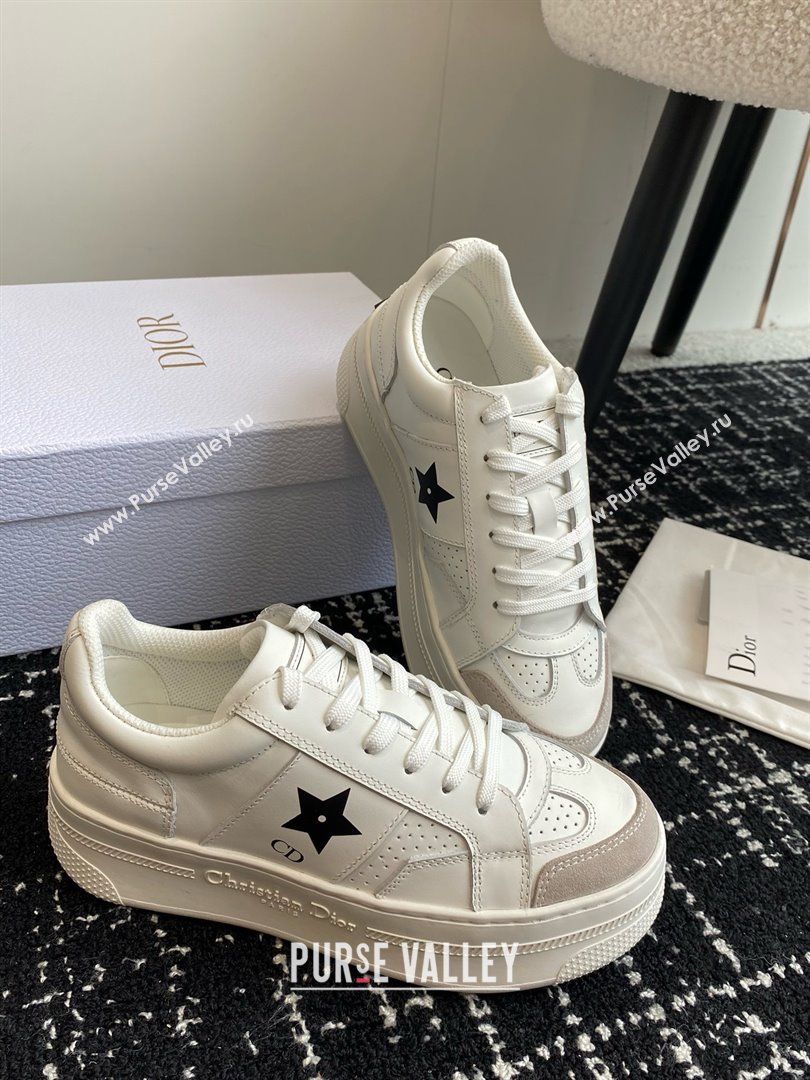 Dior White Calfskin and Suede Star Platform Sneaker 2024 (kaola-240425-01)