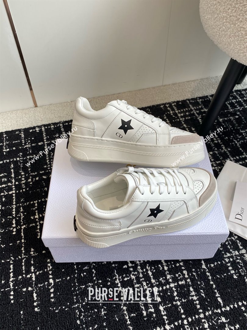 Dior White Calfskin and Suede Star Platform Sneaker 2024 (kaola-240425-01)