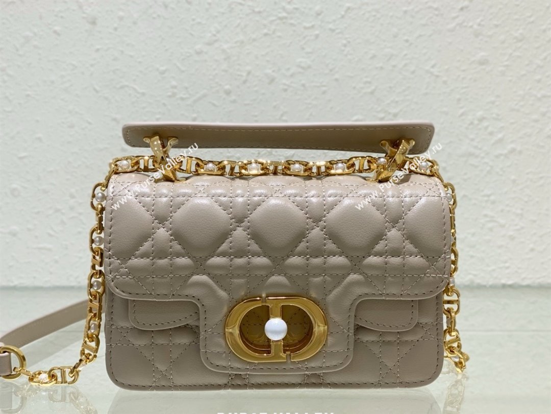 dior Mini Dior Jolie Top Handle Bag in Latte Cannage Calfskin gray 2024 (xxg-240329-02)