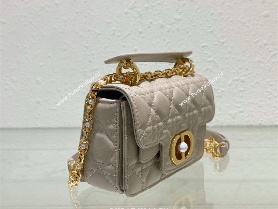 dior Mini Dior Jolie Top Handle Bag in Latte Cannage Calfskin gray 2024 (xxg-240329-02)