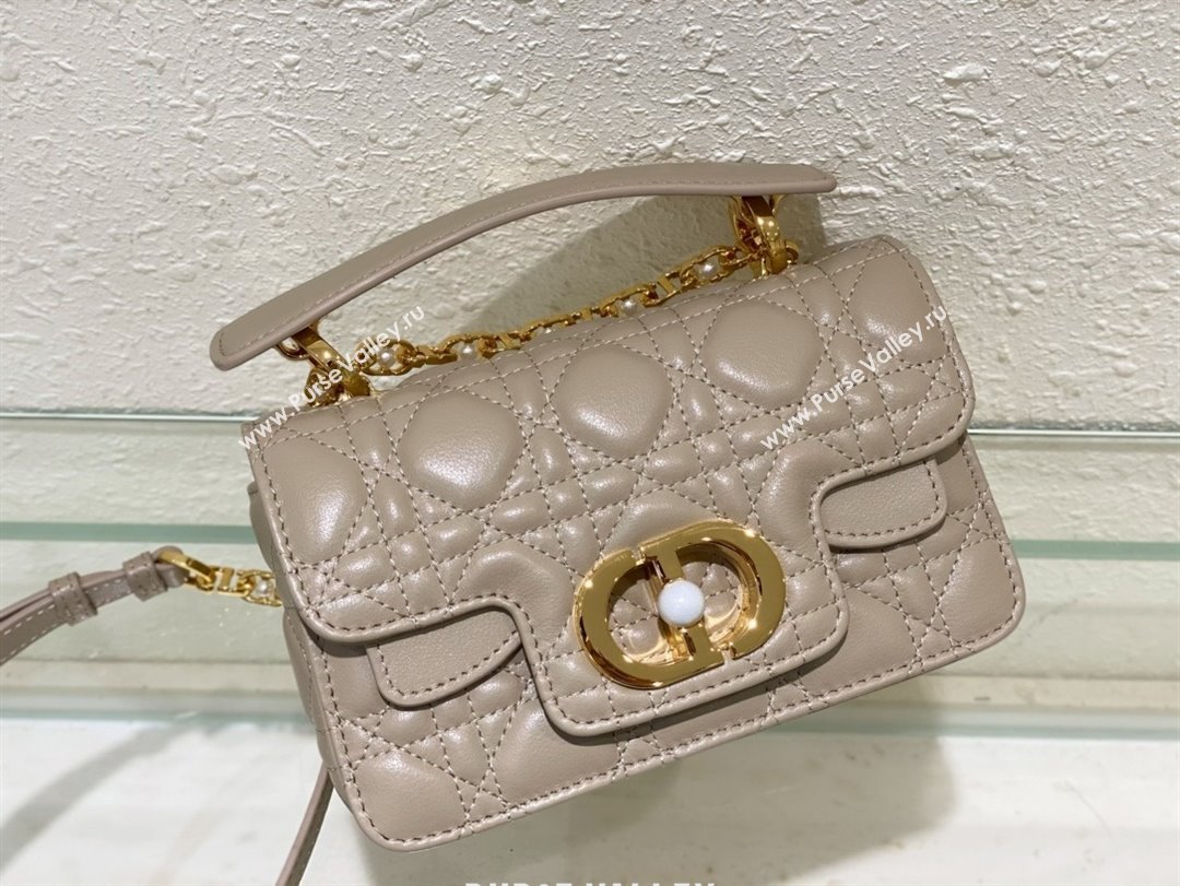 dior Mini Dior Jolie Top Handle Bag in Latte Cannage Calfskin gray 2024 (xxg-240329-02)