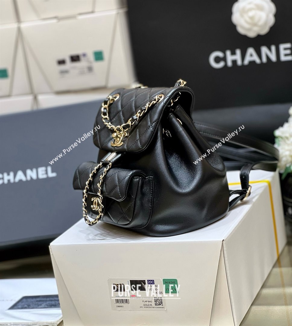 chanel mini sheepskin duma backpack AS2908 BLACK 2024(ORIGINAL QUALITY) (SHUNYANG-240222-22)