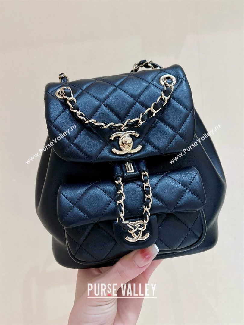 chanel mini sheepskin duma backpack AS2908 BLACK 2024(ORIGINAL QUALITY) (SHUNYANG-240222-22)