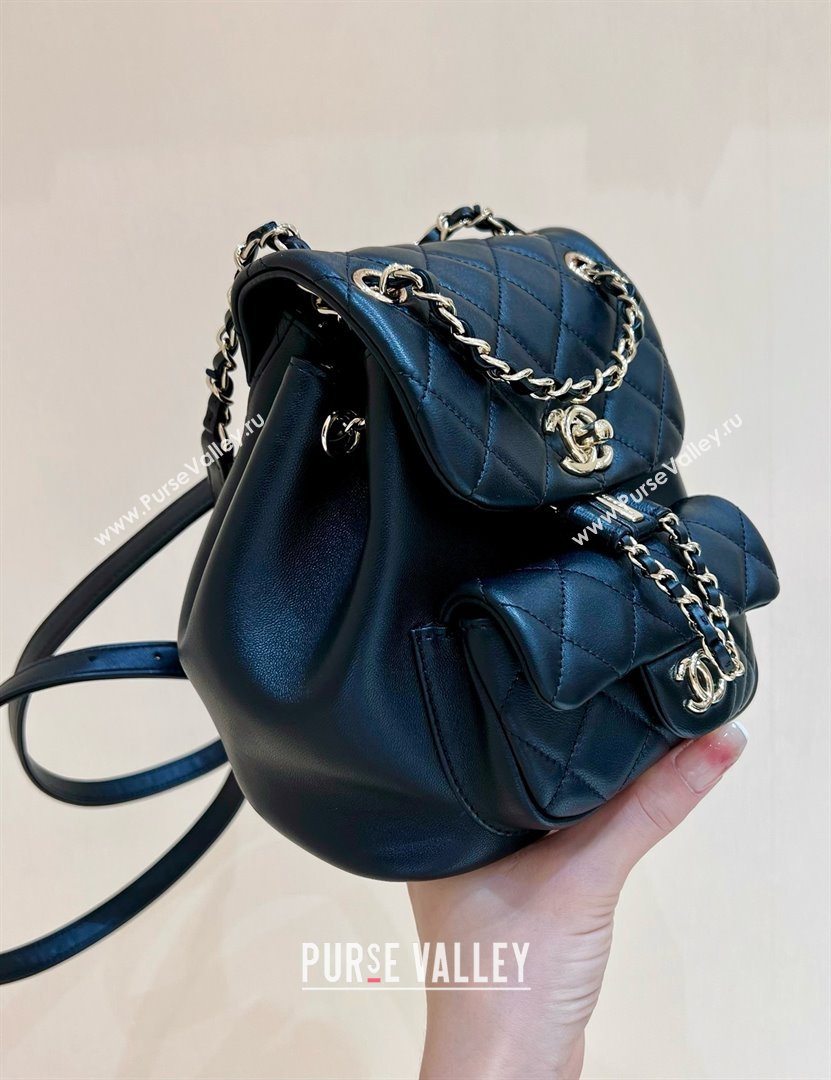 chanel mini sheepskin duma backpack AS2908 BLACK 2024(ORIGINAL QUALITY) (SHUNYANG-240222-22)