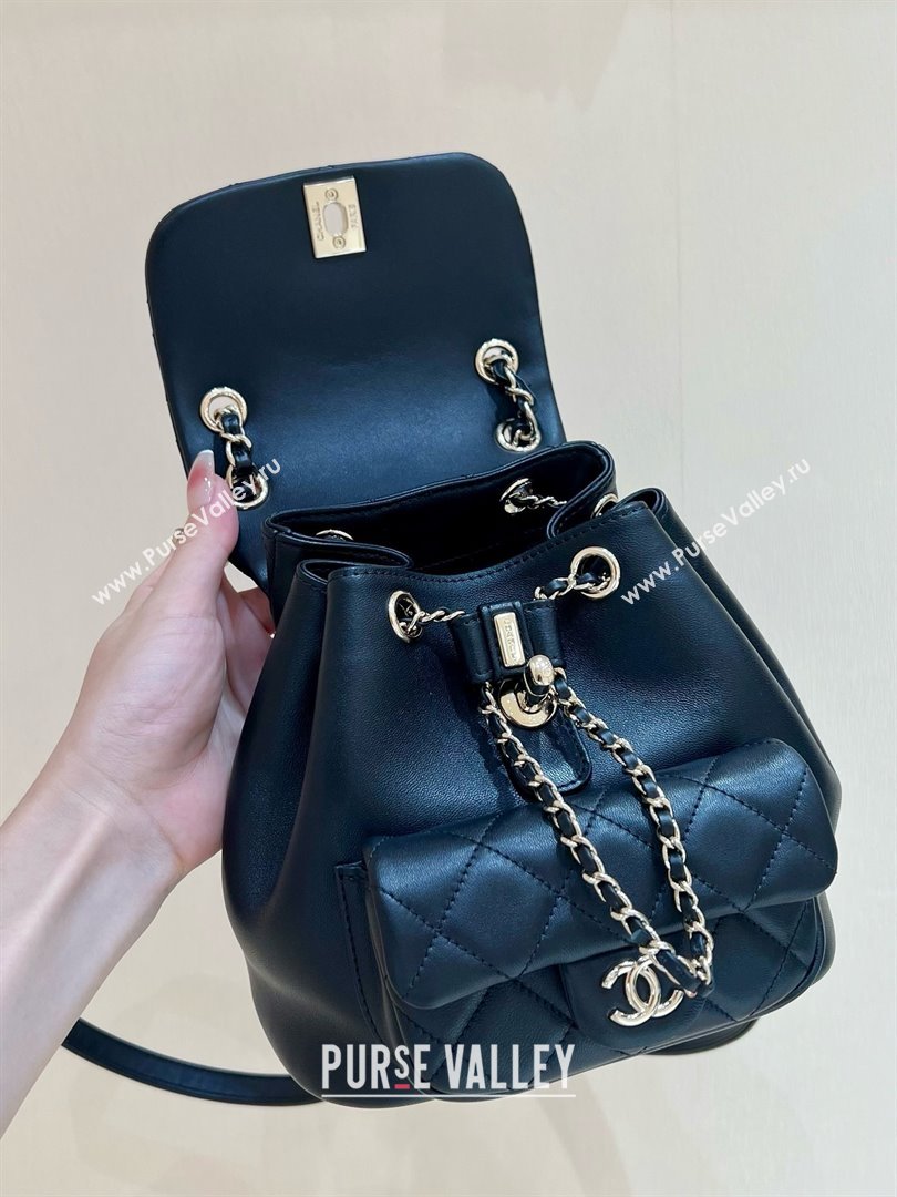 chanel mini sheepskin duma backpack AS2908 BLACK 2024(ORIGINAL QUALITY) (SHUNYANG-240222-22)