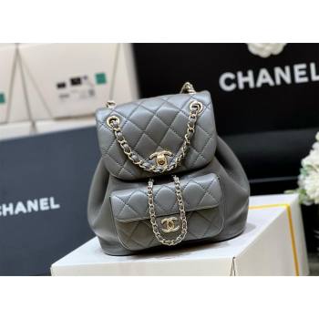 chanel mini sheepskin duma backpack AS2908 GRAY 2024(ORIGINAL QUALITY) (SHUNYANG-240222-23)