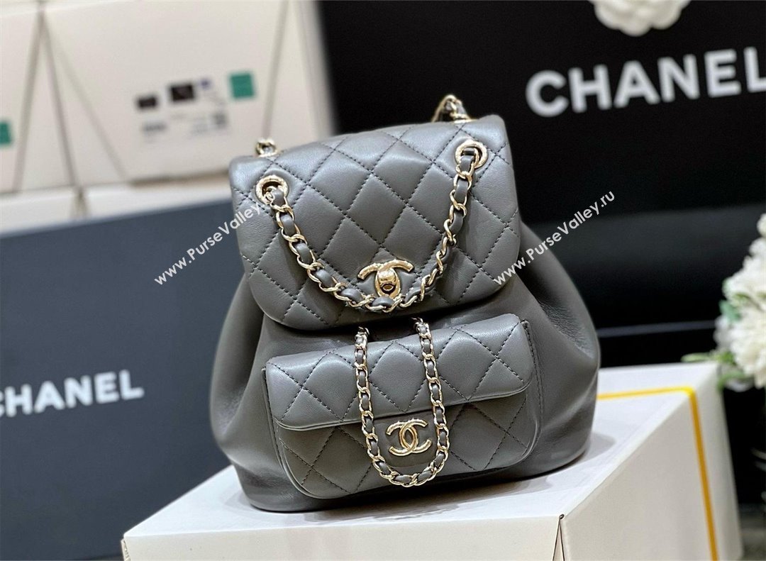 chanel mini sheepskin duma backpack AS2908 GRAY 2024(ORIGINAL QUALITY) (SHUNYANG-240222-23)