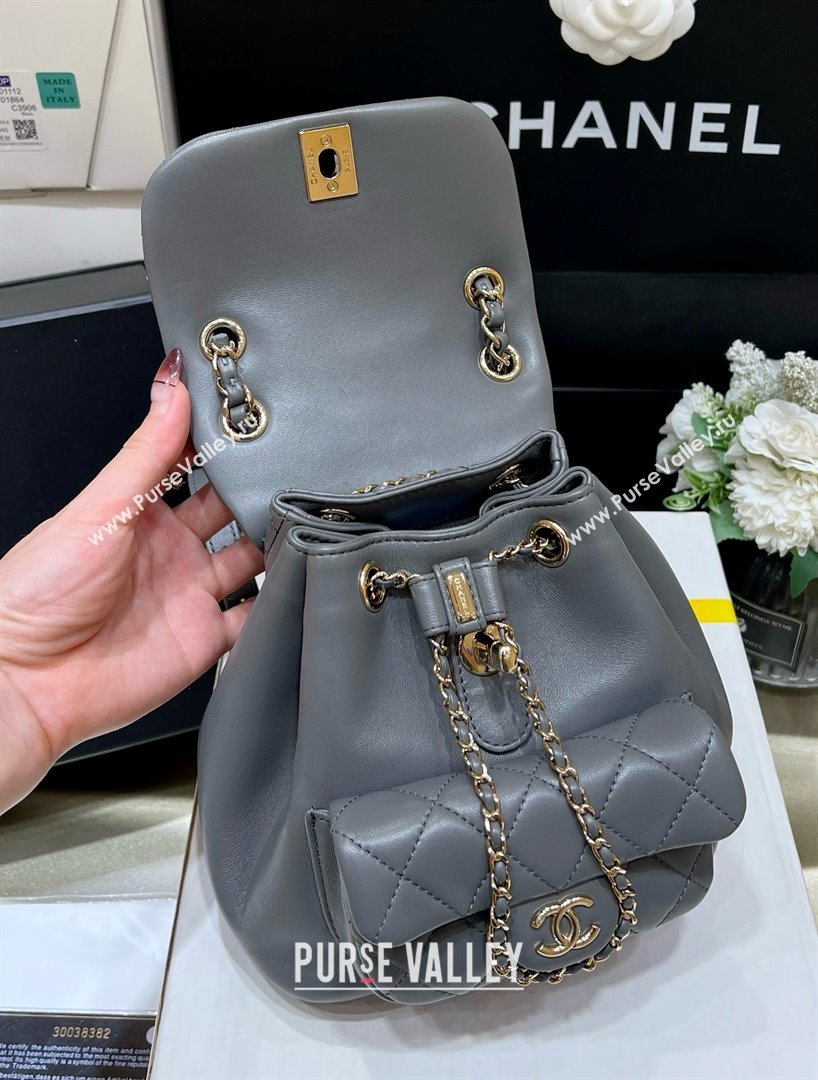 chanel mini sheepskin duma backpack AS2908 GRAY 2024(ORIGINAL QUALITY) (SHUNYANG-240222-23)