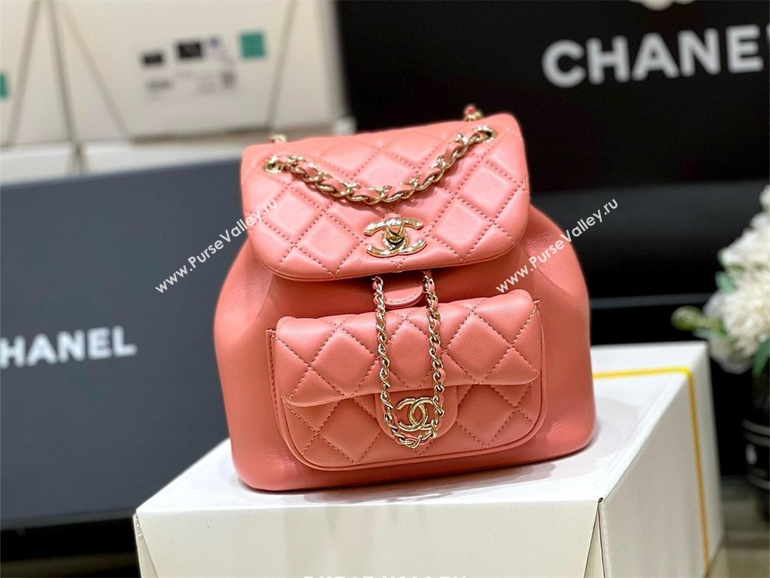 chanel mini sheepskin duma backpack AS2908 PINK 2024(ORIGINAL QUALITY) (SHUNYANG-240222-21)