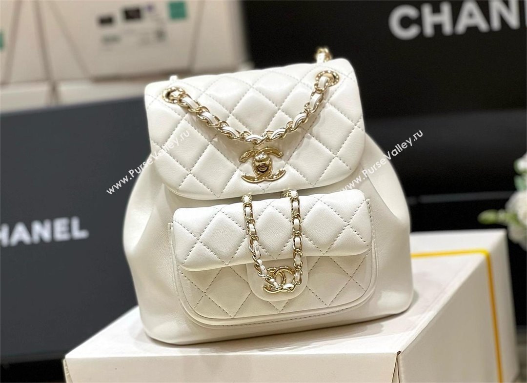 chanel mini sheepskin duma backpack AS2908 WHITE 2024(ORIGINAL QUALITY) (SHUNYANG-240222-25)