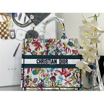Dior large Book Tote Bag in White Multicolor Toile de Jouy Fantastica Embroidery 2024 (xxg-240329-12)