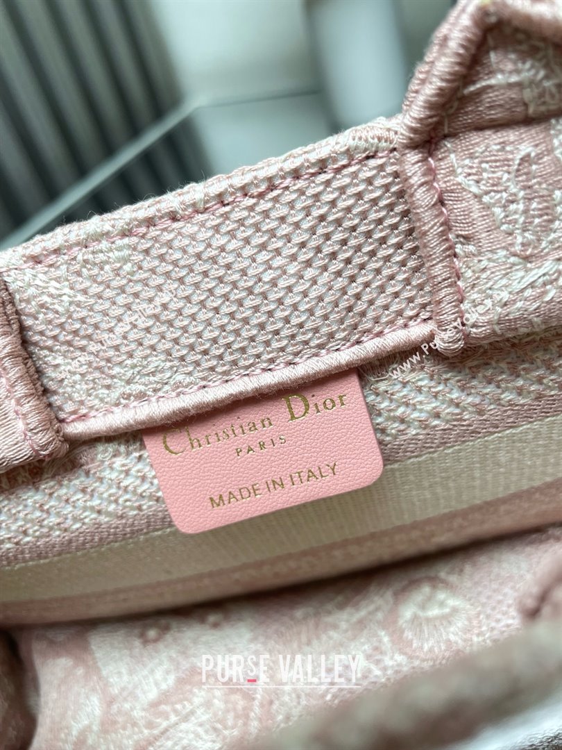Dior Mini Dior Book Tote Bag with Strap in pink Toile de Jouy Reverse Embroidery 2024 (xxg-240401-07)