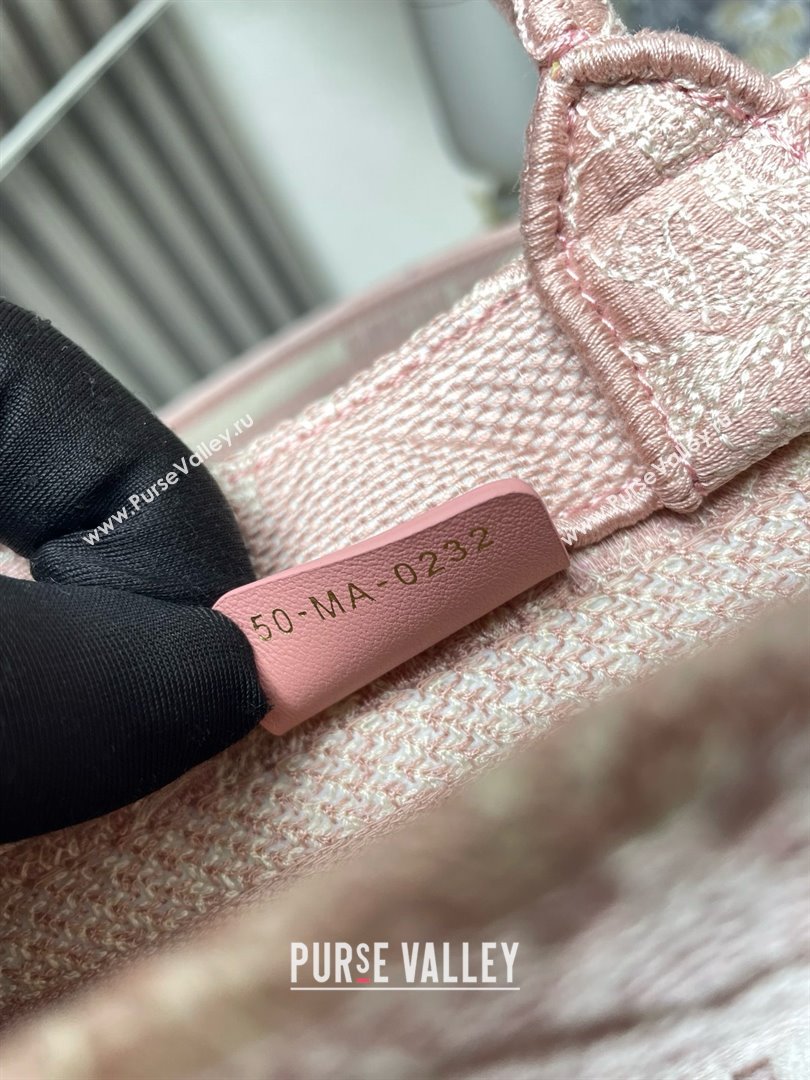 Dior Mini Dior Book Tote Bag with Strap in pink Toile de Jouy Reverse Embroidery 2024 (xxg-240401-07)