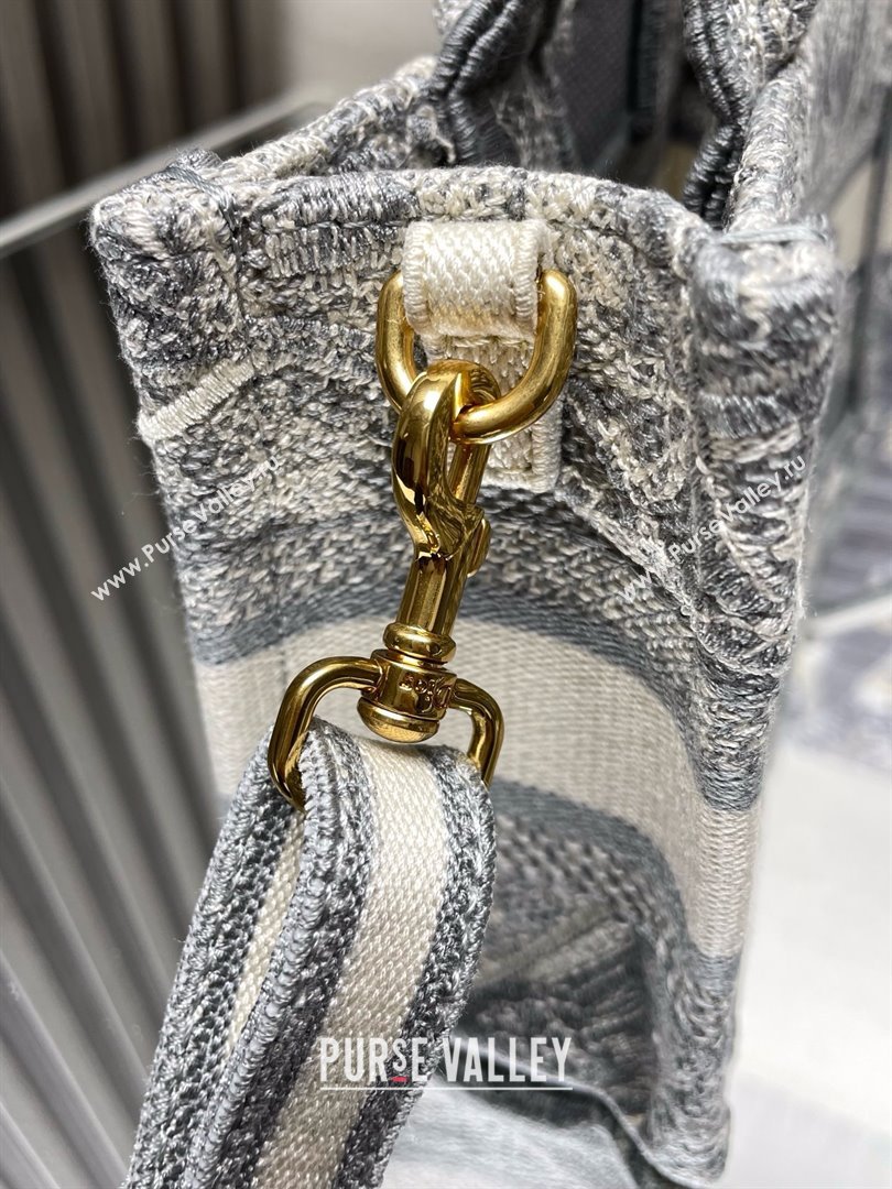 Dior Mini Dior Book Tote Bag with Strap in Gray Toile de Jouy Reverse Embroidery 2024 (xxg-240401-06)