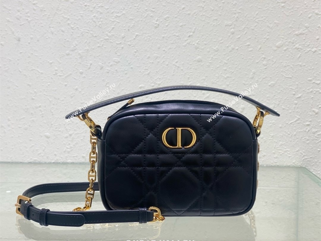 Dior small Caro Top Handle Camera Bag in Black Calfskin 2024 (xxg-240401-16)