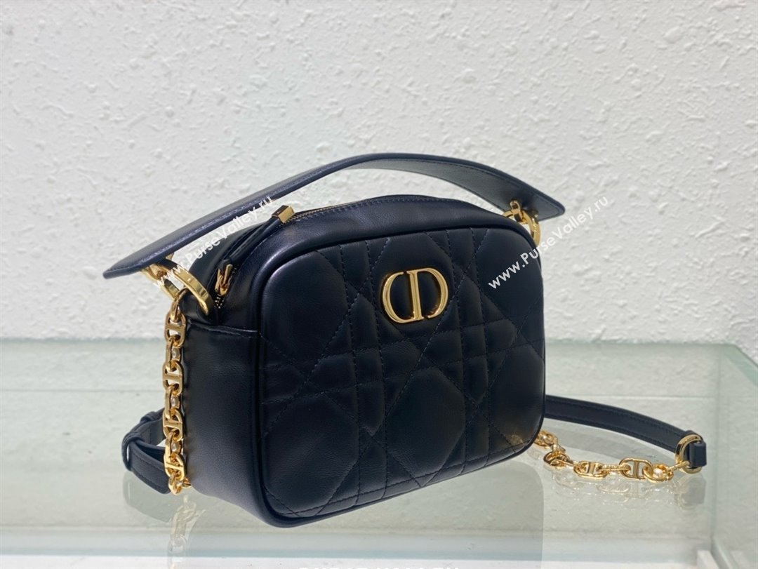 Dior small Caro Top Handle Camera Bag in Black Calfskin 2024 (xxg-240401-16)