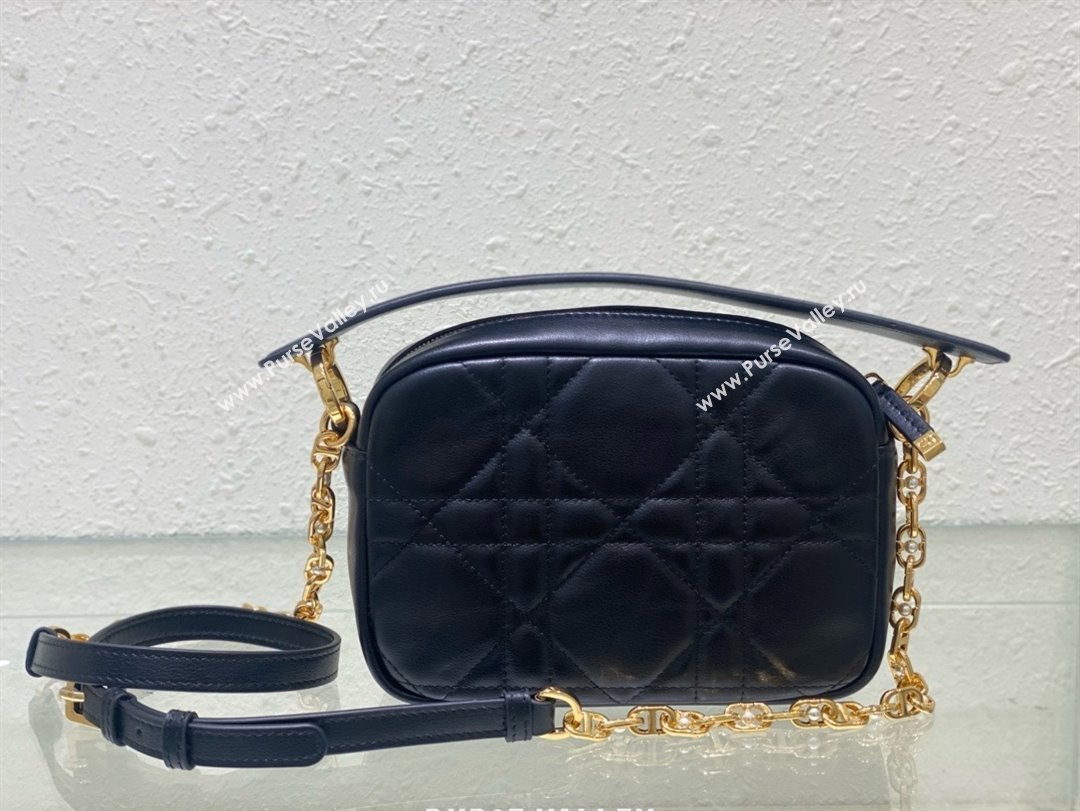 Dior small Caro Top Handle Camera Bag in Black Calfskin 2024 (xxg-240401-16)
