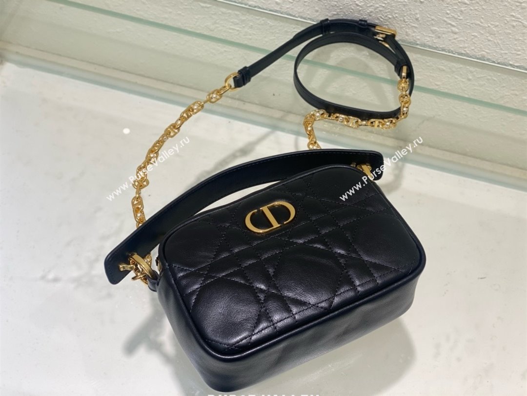 Dior small Caro Top Handle Camera Bag in Black Calfskin 2024 (xxg-240401-16)