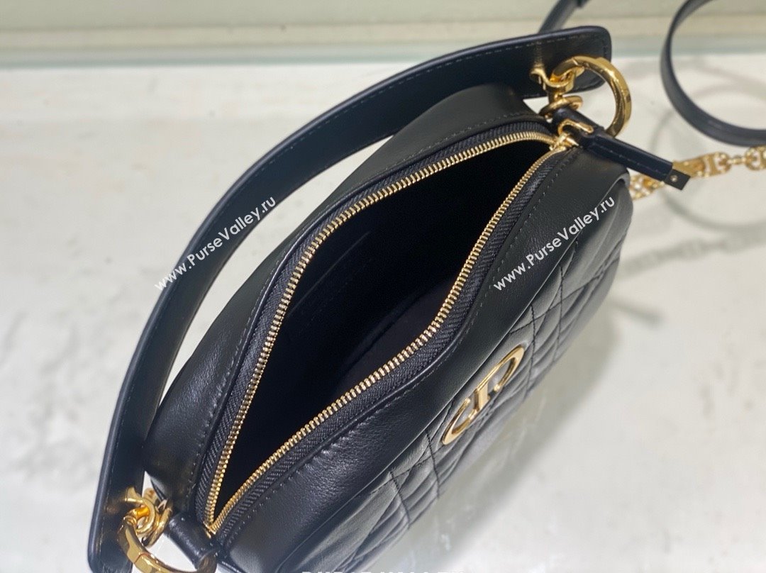 Dior small Caro Top Handle Camera Bag in Black Calfskin 2024 (xxg-240401-16)