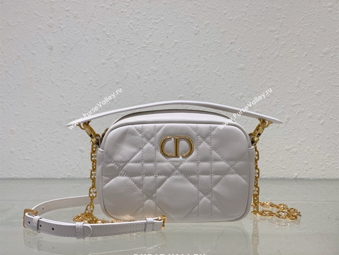 Dior small Caro Top Handle Camera Bag in white Calfskin 2024 (xxg-240401-17)